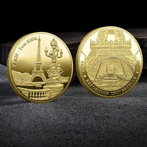 Eiffel TowerCommemorative Coin Metal Golden-silver Badge Coin Gift Souvenir