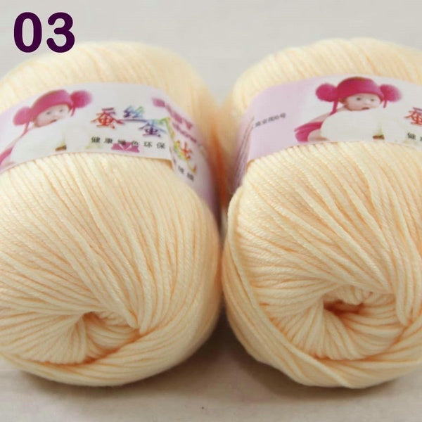 Sale new 2ballsX50g Baby Cashmere Silk Wool Children hand knitting Yarn Corn Yellow 03 Professional sales of yarn, please pay attention to the store