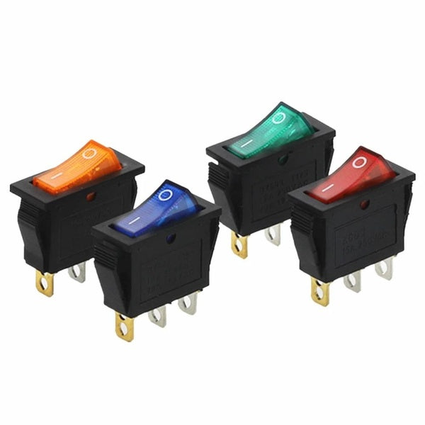 10Pcs KCD3 Rocker Switch ON-OFF 2 Position 3 Pin Electrical equipment With Light Power Switch 16A 250VAC- 20A 125VAC