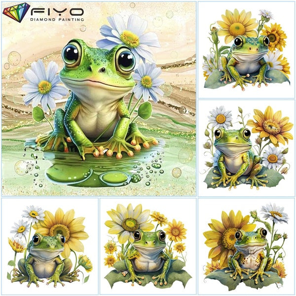 FIYO Animals Frog DIY 5D Diamond Painting Full Drill with Number Kits Home and Kitchen Fashion Mosaic Diamond Painting Canvas Wall Decoration Gift Cr