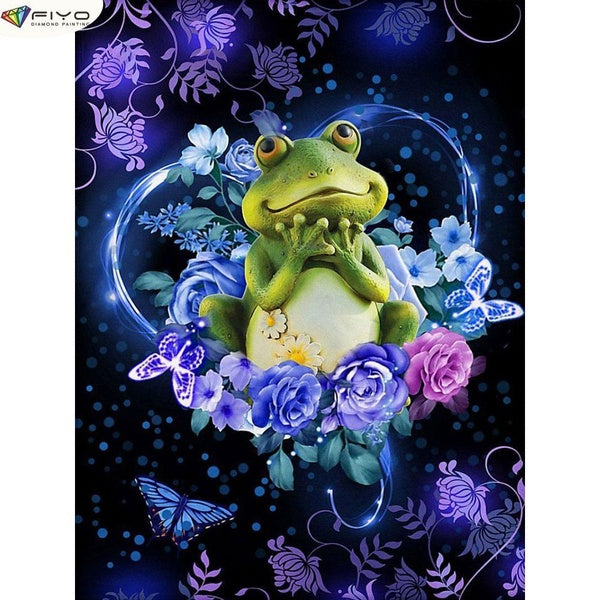 Frog DIY 5D Diamond Painting Full Drill with Number Kits Home and Kitchen Fashion Cross Stitch Embroidery Paintings Canvas Pictures Wall Decoration G