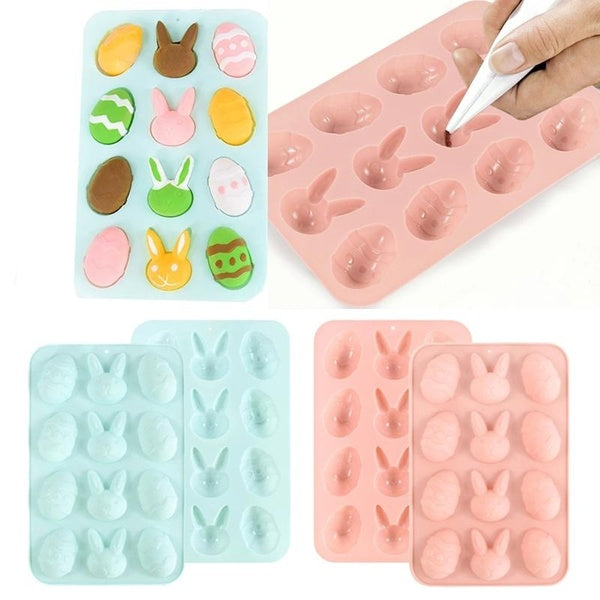 1Pc Easter Eggs Silicone Mold Rabbit Fondant Cake Candy Chocolate Mould DIY Baking Tools for Party Decoration Supplies