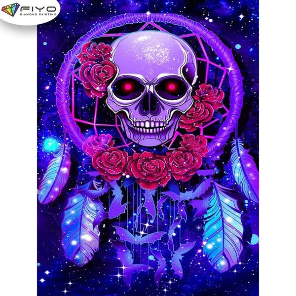 FIYO Dreamcatcherv Diamond Painting Kits For Adults DIY Skeleton 5D Diamond Mosaic Diamond Painting Home and Kitchen Fashion Canvas Pictures Wall Dec