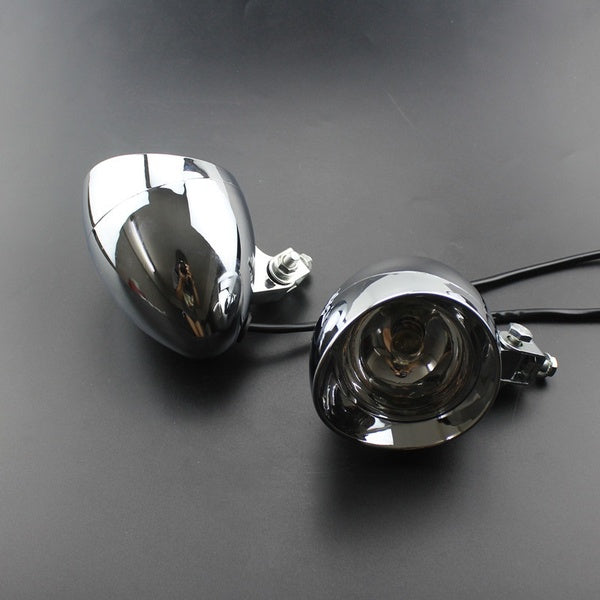 2 pièces 12V moto ampoule antibrouillard Chrome balle passant Spot lampe phare personnalisé pour Honda Yamaha Suzuki Kawasaki Dirt bike