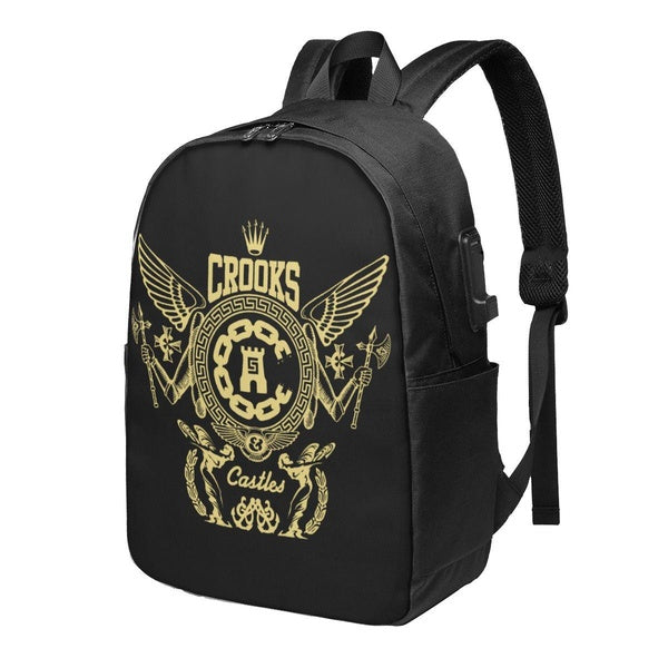 Crooks & Castles Travel Laptop Backpack,Unique Pattern USB Backpack 17 Inch,Business Flight Carry College School Book Bag