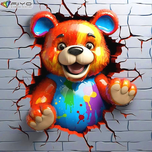 FIYO DIY 5D Bear Diamond Painting Kit for Adults, Full Drill Diamond Painting, Diamond Art Canvas Crafts Cross Stitch Crystal Embroidery Home Wall De