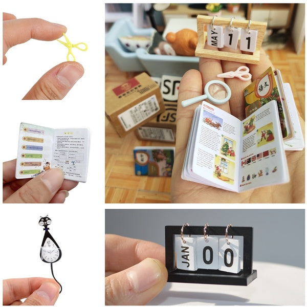 1:12 Dollhouse Accessories Mini Desk Calendar-Magnifier-Testbooks Doll House Miniatures 1:12 Scene Collection