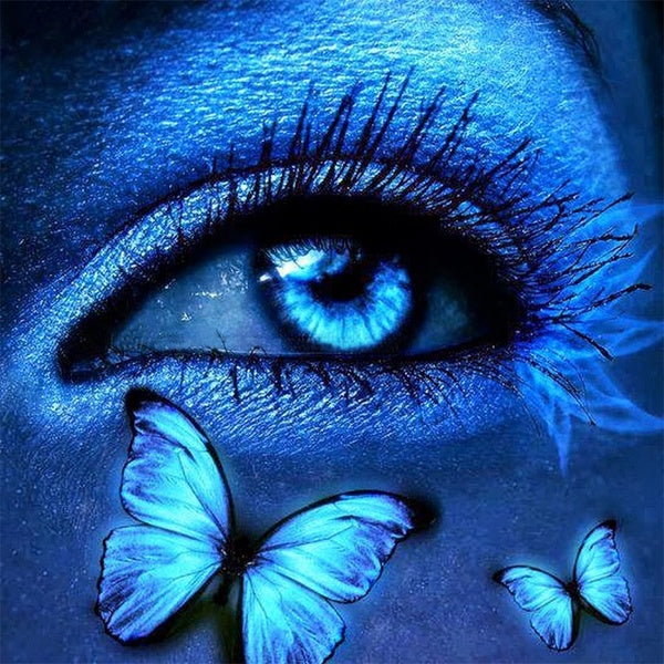 DIY 5D Eye Art with Butterfly Pattern Diamond Painting Full Drill with Number Kits Home and Kitchen Fashion Crystal Rhinestone Cross Stitch Embroider