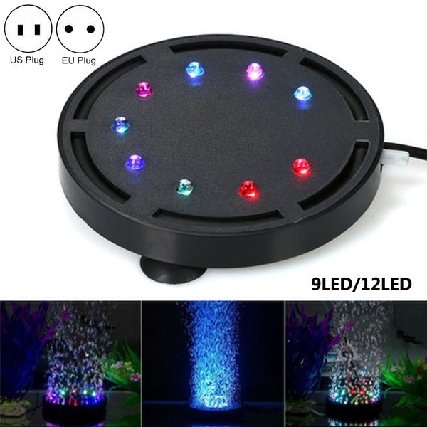 12LED-9LED lampe à LED d'aquarium colorée brillent dans le noir étanche bulle d'oxygène lumière pour décoration d'accessoires de réservoir de poisson