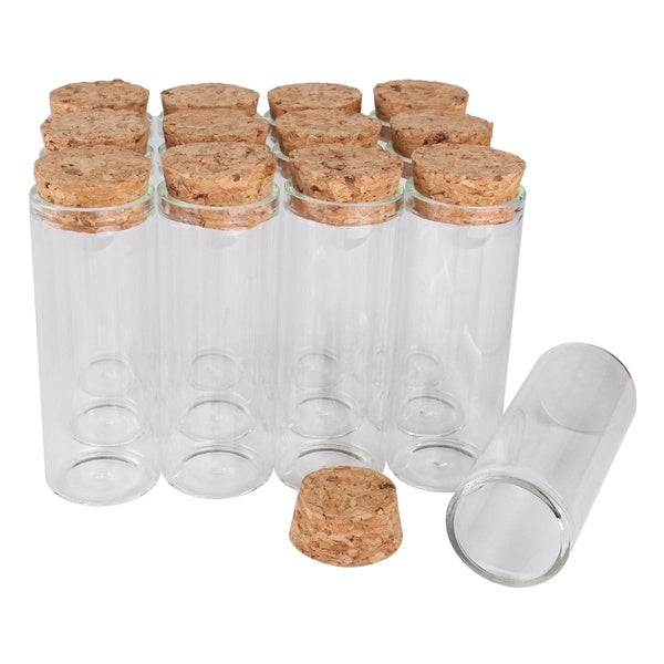 12 pièces 15 ml-20 ml-25 ml-30 ml-40 ml-45 ml-50 ml-55 ml-60 ml-80 ml-100 ml Tubes à essai en verre avec bouchon en liège Bouteilles à épices Contene