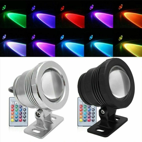 Extérieur étanche RGB LED télécommande projecteur sous-marin fontaine piscine étang Aquarium projecteur ampoule lampe jardin AC DC 12V 110V 220V 10W