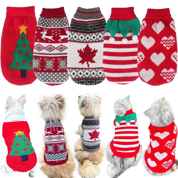 Dog Christmas Sweater,Christmas Pet Clothes Cute Striped Christmas Day Pullover Knit Sweater,Puppy Cat Sweater Clothing New Year Gift For Small And M