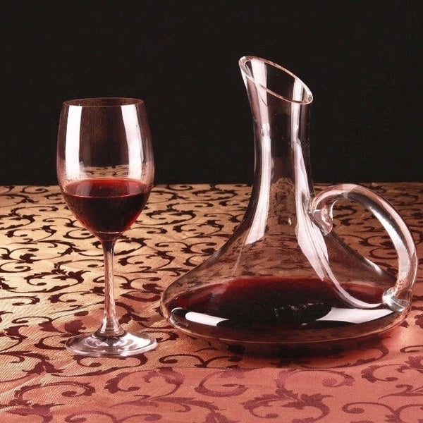 1PC Flat Base Red Wine Decanter Handmade Crystal Wine Pourer Premium Water Carafe Thickened Wall 1700ml Wine Pot JS 1101