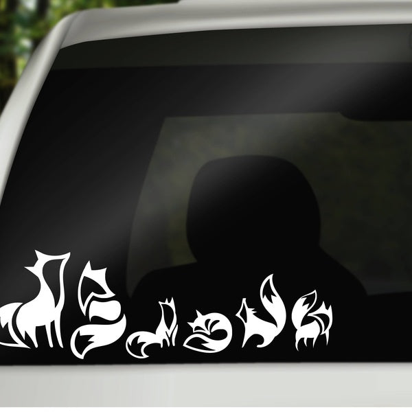 20cm Fox family car decal, car window decal, car family decal, fox car family decal, family decal for car, family car sticker, fox family decal