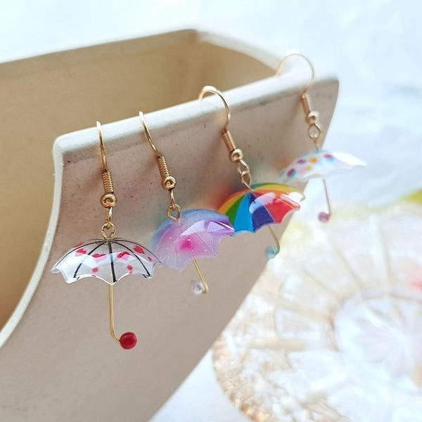 Cute Umbrella Drop Earrings Colored Rainbow Umbrella Korean Dangle Earrings for Women Girls Funny Pendant Jewelry Accessories Matron Inn
