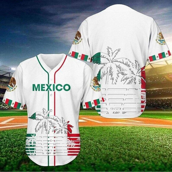 Chemise de baseball en jersey de baseball blanche à imprimé 3D du Mexique