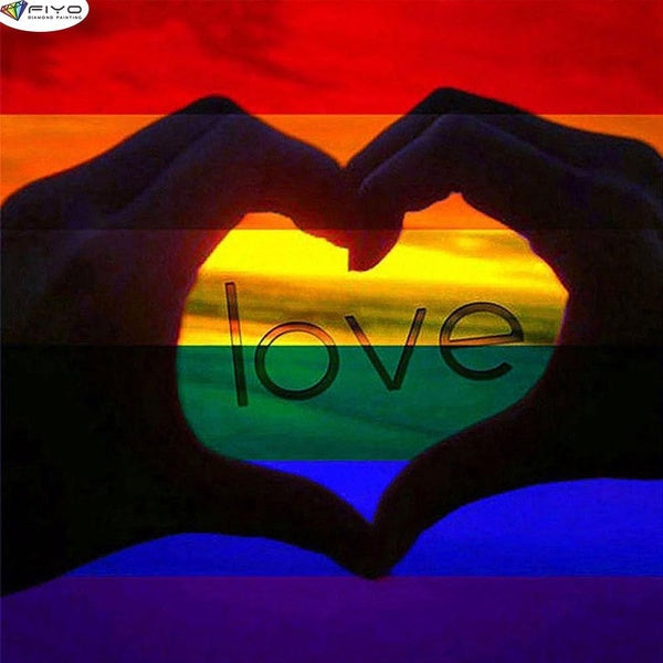 FIYO Love is Love DIY 5D Diamond Painting Full Drill with Number Kits Home and Kitchen Fashion Mosaic Diamond Painting Canvas Wall Decoration Gift Cr