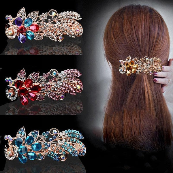 Elegant Rhinestone Hair Clamps, Spring Loaded Hair Accessories for Women Matron Inn