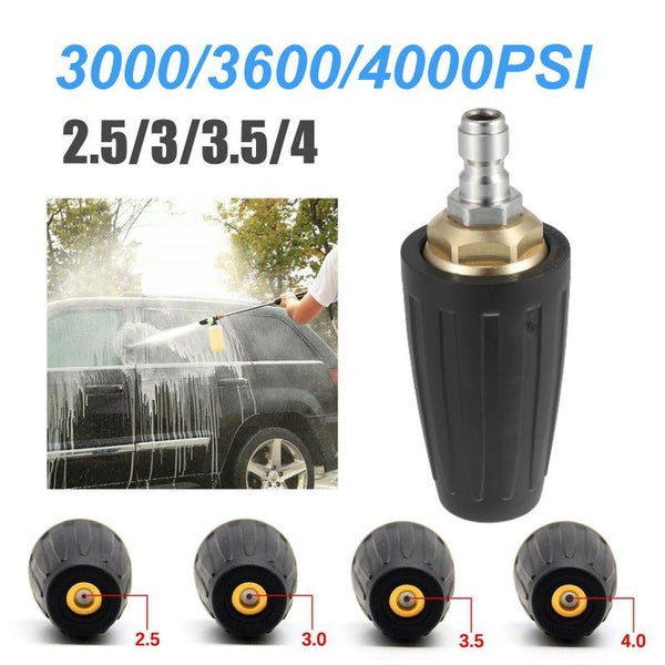 3000-3600-4000PSI High Pressure Washer Turbo Nozzle Rotating Spray Tip 1-4" Quick Connector Size 2.5-4mm
