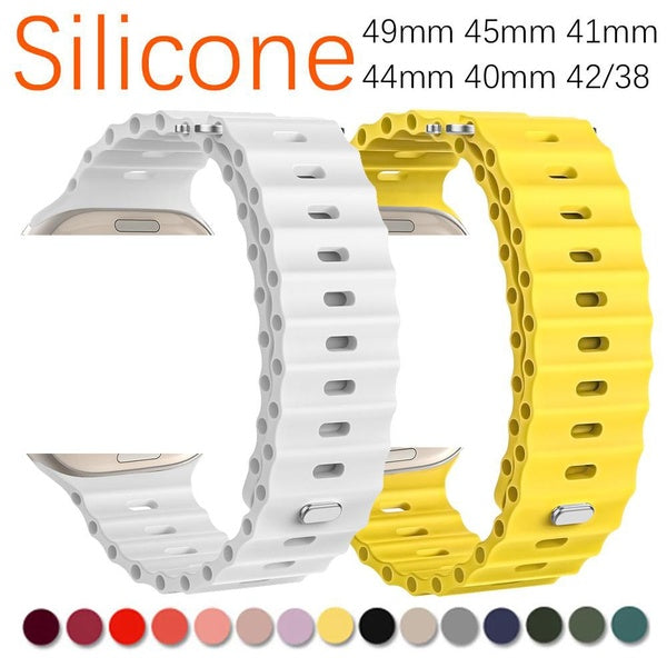 Silicone Sport Strap for Smart Watch Ultra 2-Ultra 49mm 9 8 7 44mm 45mm 41mm 40mm 38mm 42mm Soft Band Bracelet for Smartwatch Series SE 6 5 4 3 2 1