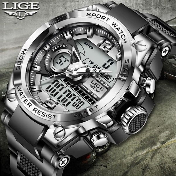 2022 nouvelle mise à niveau LIGE hommes montres mâle électronique montre à Quartz hommes analogique montre lumineuse étanche sport montre-bracelet Re