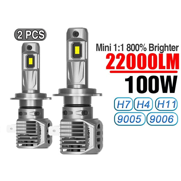NOVSIGHT Car h7 led Headlight Bulbs Kit H4 H11 9005 9006 led Lamp 100W 22000LM 6500K Car Auto Headlamp 9-32V 2pieces