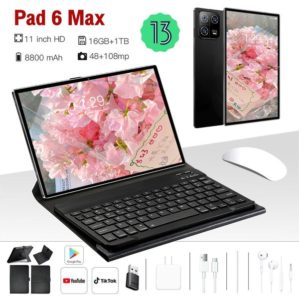 Tablette-ordinateur portable Pad6 Max+ 11 pouces 16 Go de RAM + 1 To de ROM Tablette-ordinateur portable, grand écran, quatre haut-parleurs, chipset