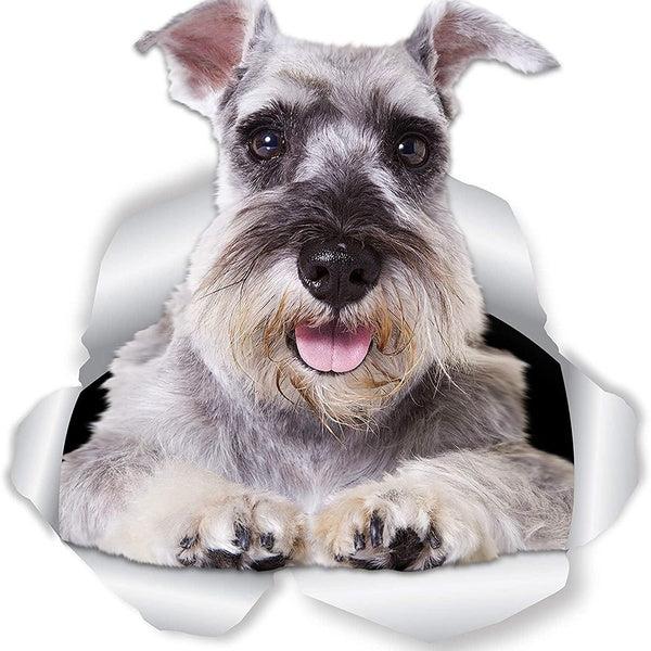Super Schnauzer Dog Wall Decals - 2 Pack - Schnauzer 3D Sticker Decals for Walls, Cars, Toilet and More Gray Schnauzer Gifts