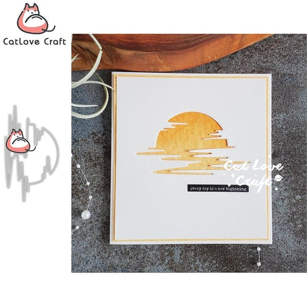 Catlove crépuscule coucher de soleil matrices de découpe en métal Scrapbooking moule couteau pochoir découpe carte faisant bricolage artisanat gaufra