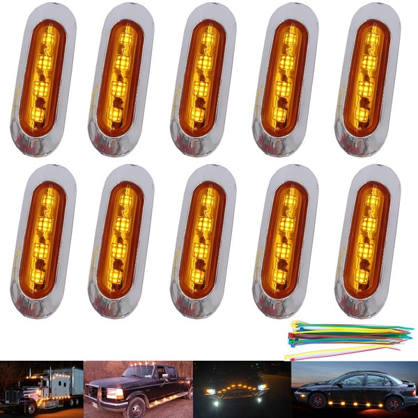 10pcs 12V-24V Ambre Led Marker Clearance light 3.7 Pouces 4 LED Side Marker Voyants Lampe Avant Arrière Feu Arrière Lumières Slim côté ampoules Camio