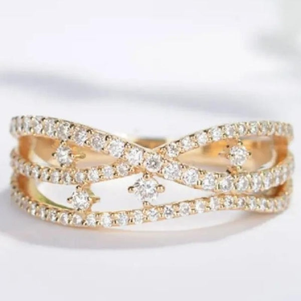 Exquisite Multilayer Intertwined AAA Zircon Rings for Women Daily Casual Accessories