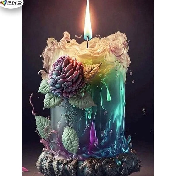 5D Diamond Painting Candle Diamond Embroidery Full Rhinestone Diy Mosaic Cross Stitch Kit Home Decor Gift(Full Round 15x25-20x30-30x40-40x50-50x70cm)