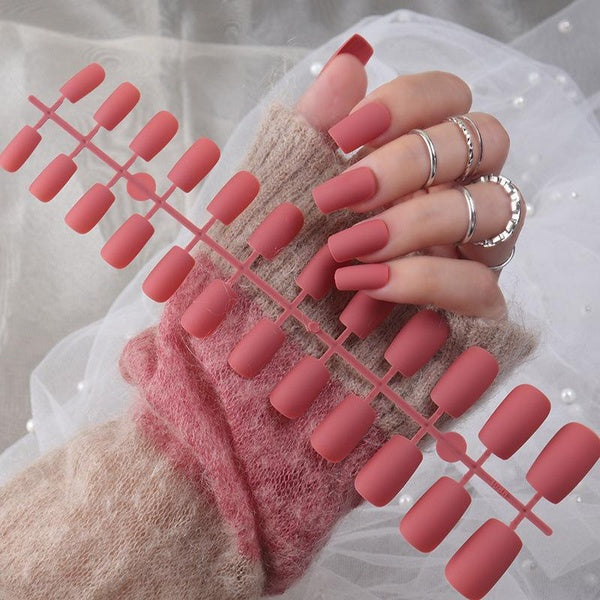 288PCS Long Square Press on Nails Medium Size 12 Kits Matte Solid Color Artificial Acrylic Full Cover Nail Tips for Girls Women DIY Manicure Tool, Gi