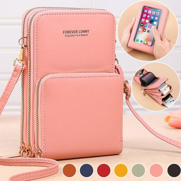 2024 Nouveautés Sac à écran tactile à trois couches Sac à bandoulière femme Nouvelle fermeture éclair à la mode Porte-carte multifonctionnel Sac à ba