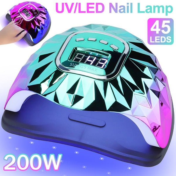 200W UV LED Nail Lamp, Fast Gel Nail Dryer with 45 Lamp Beads 4 Timer Settings Proffessional Salon Curing Lamp Nail Light UV Nail Lamp for Gel Nails,