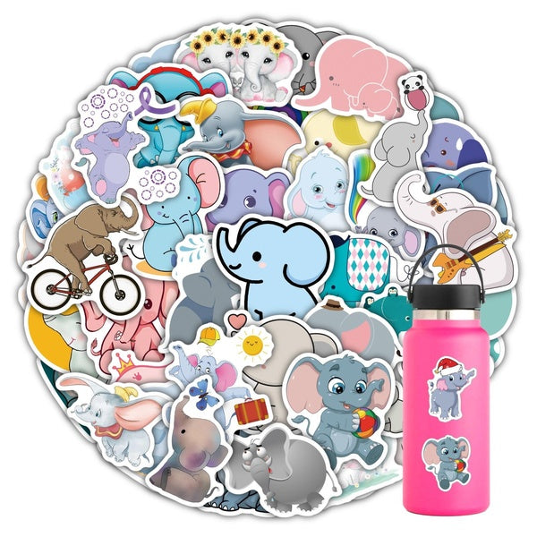 10-50Pcs Cartoon Elephant Stickers Cute Animal Elephant Graffiti Stickers for DIY Luggage Laptop Skateboard Motorcycle Bicycle Stickers