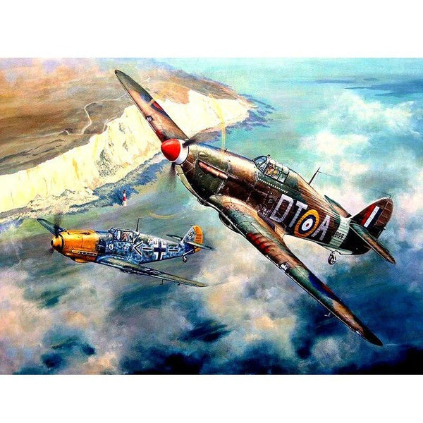 5d Diy Diamond Embroidery "airplane Army Aircraft Flying In The Sky" Cross Stitch Home Decoration