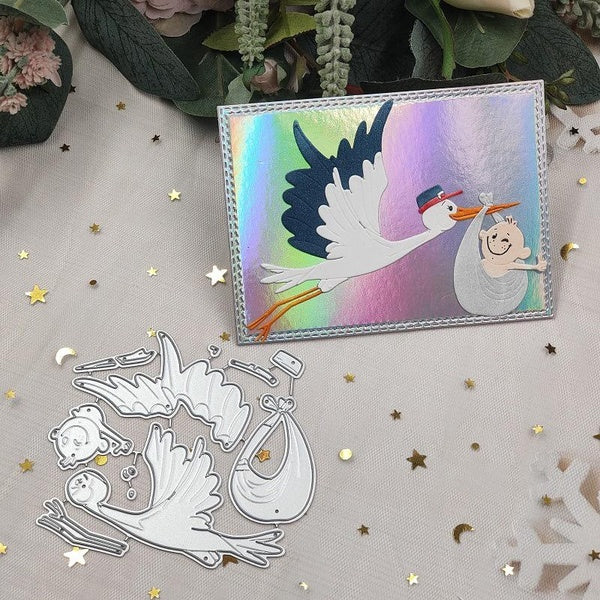La grue volante vous envoie bébé matrices de découpe en métal artisanat gaufrage Scrapbooking timbres pour la fabrication de cartes décor