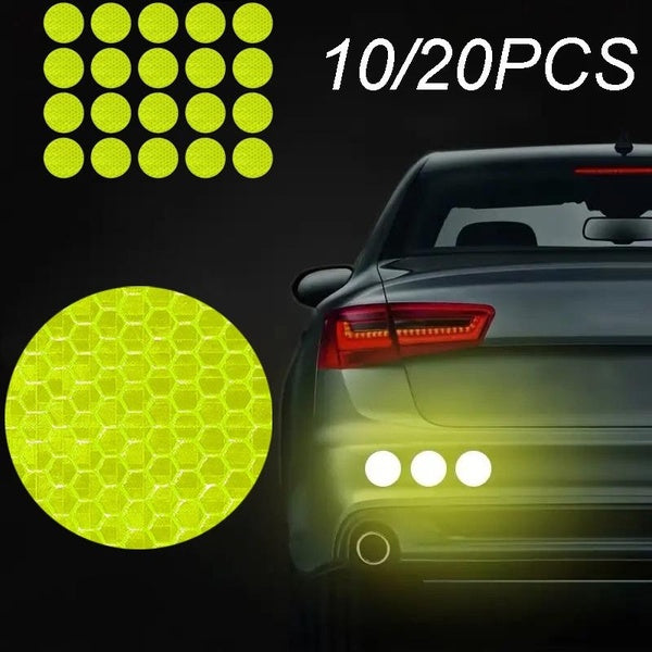 10-20pcs Reflective Warning Sticker Tape, Round Reflective Sticker Secure Reflector Stickers Decals For Car Bumper Bicycle Motorcycle
