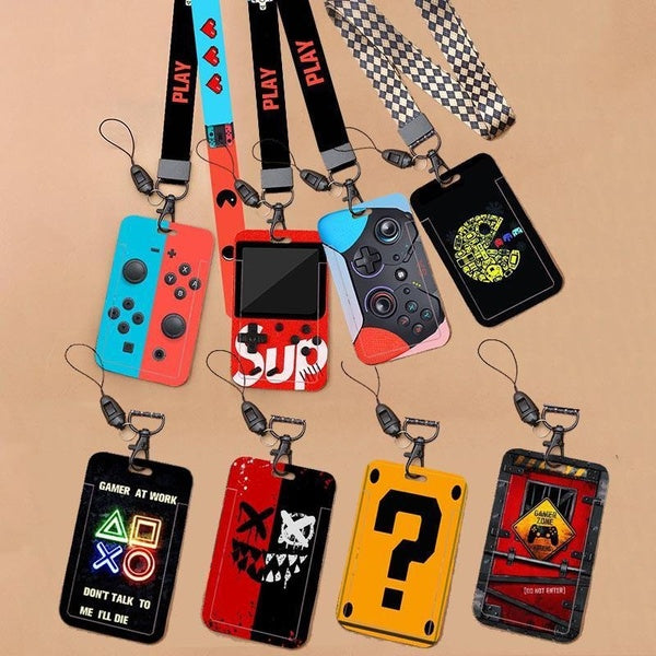 Porte-badge avec nom mignon, carte de visite de joueur de jeu, porte-carte de cou suspendu, lanière, étui pour carte d'identité d'infirmière, petit c