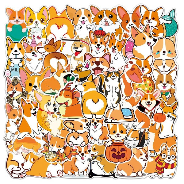 10-50pcs Cute Corgi stickers corgi Dog corgi DogGraffiti Stickers for DIY Luggage Laptop Skateboard Motorcycle Bicycle Stickers