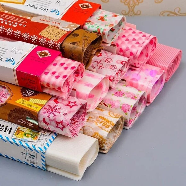 50pcs 25x21.8 cm-10*8.59" Stencil Food Wrapping Paper Baking Cookies Hamburg Candy Cakes Wrapping Paper Nougat Greaseproof Paper