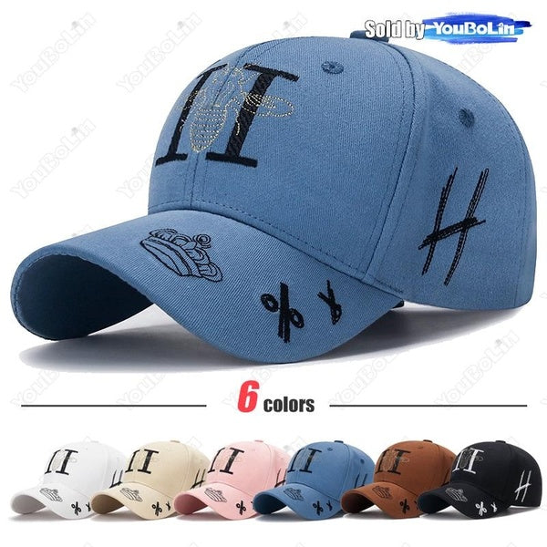 Korean version of the new graffiti style street fashion hat ladies casual sunshade embroidery crown bee baseball cap men