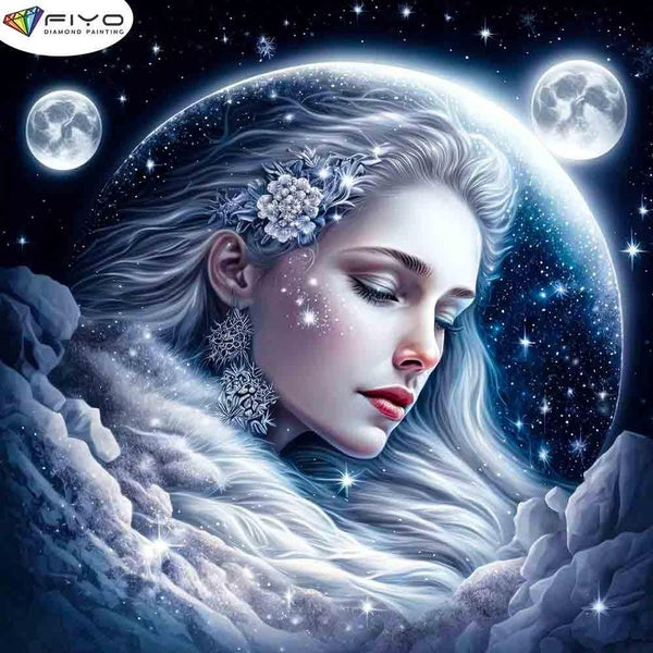FIYO Beautiful Woman Diamond Painting Kits For Adults DIY 5D Diamond Mosaic Diamond Painting Home and Kitchen Fashion Canvas Pictures Wall Decoration