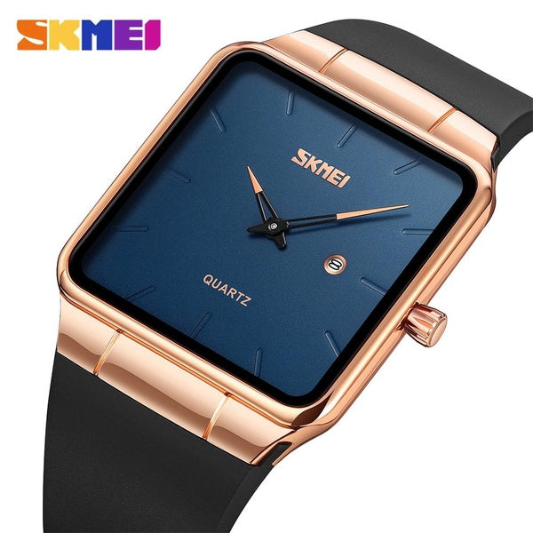 Marque de luxe SKMEI montre pour hommes affaires en cuir noir carré sport montre-bracelet à Quartz pour hommes mode étanche Date horloge mâle