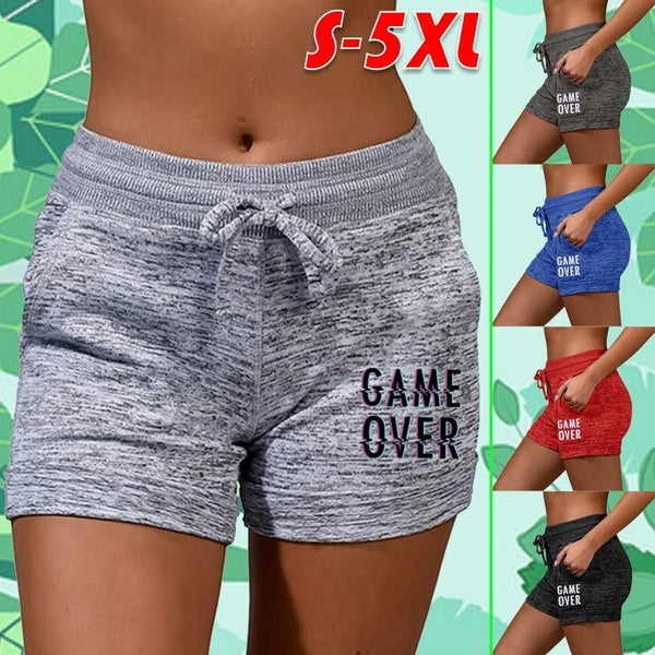 Summer 2022 New Letter Printed Cotton Shorts Women's Quick-drying Sports Yoga Shorts Casual High Waist Drawstring Shorts Fitness Running Stretch Shor
