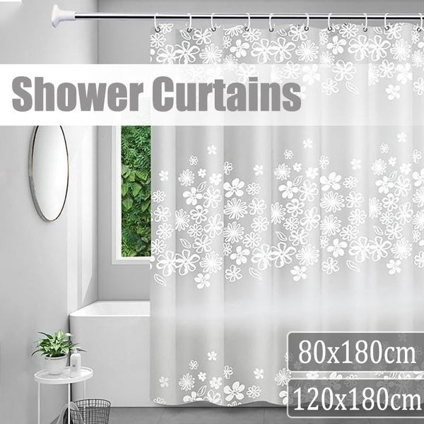 Shower Curtain, Waterproof PEVA Shower Curtain Liner, Printing Lightweight Shower Curtains For Bathroom Curtain With Hooks (2 Size)