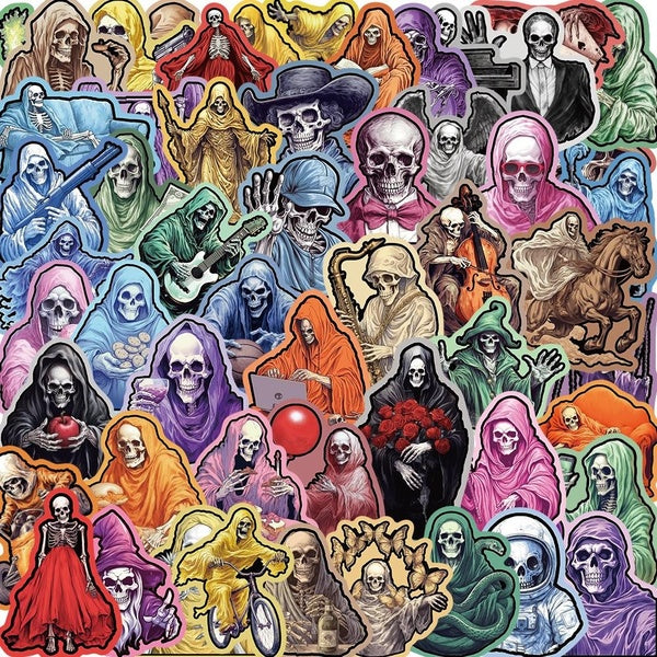 10-55Pcs The Skeleton Man's secret Stickers Horror Skull Graffiti Stickers for DIY Luggage Laptop Skateboard Motorcycle Bicycle Stickers