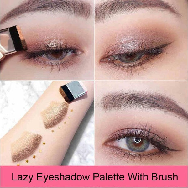 Lazy People Gradient Pearl Eye Shadow Earth Color Does Not Stain Waterproof Eye Shadow 2-Colors Eye Shadow