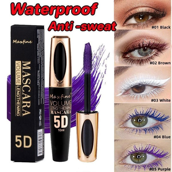 New Waterproof Anti Sweat Eyelash Black-Brown-White-Blue-Purple Mascara Lengthening Lash Thick Mascara Long Eyelashes Extension Make Up Mascara